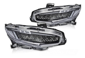 Volledige LED Koplampen Zwart geschikt voor HONDA CIVIC X (16-21)