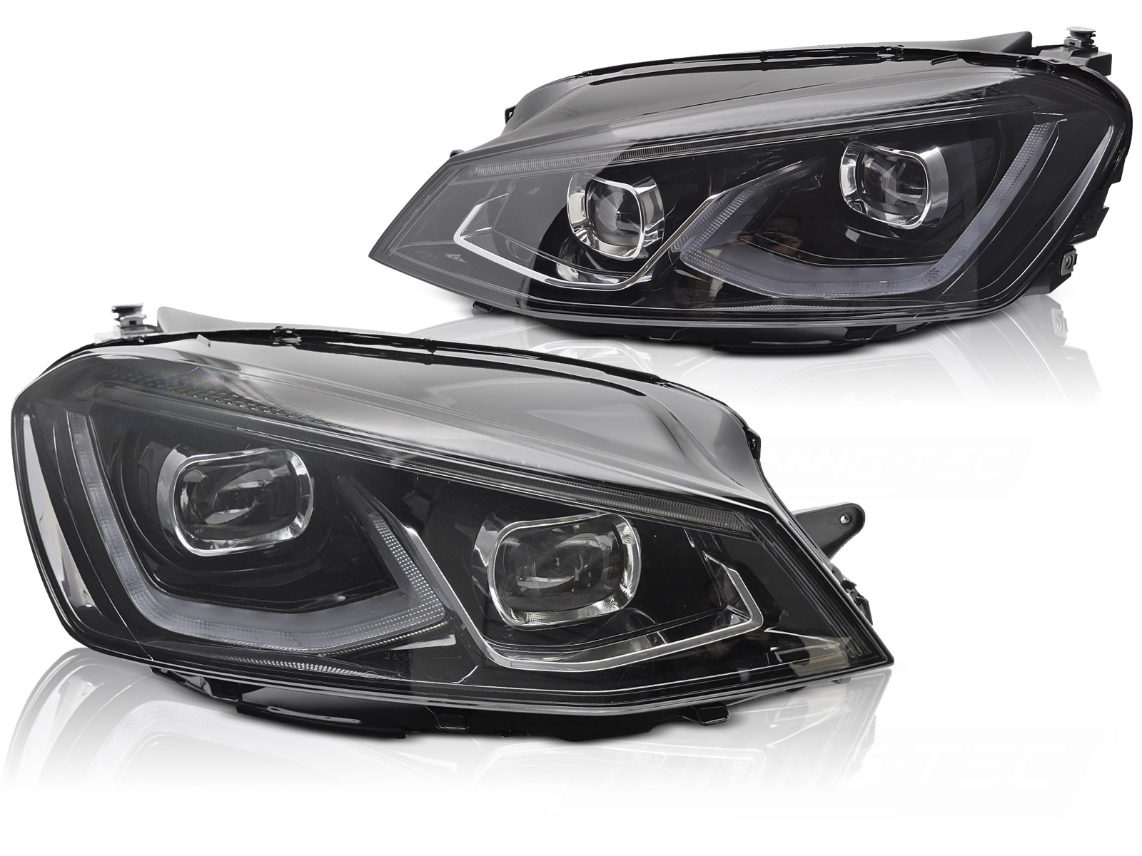 Volledig LED Koplampen set, zwart (smoke), voor VW Golf 7 (14-19)