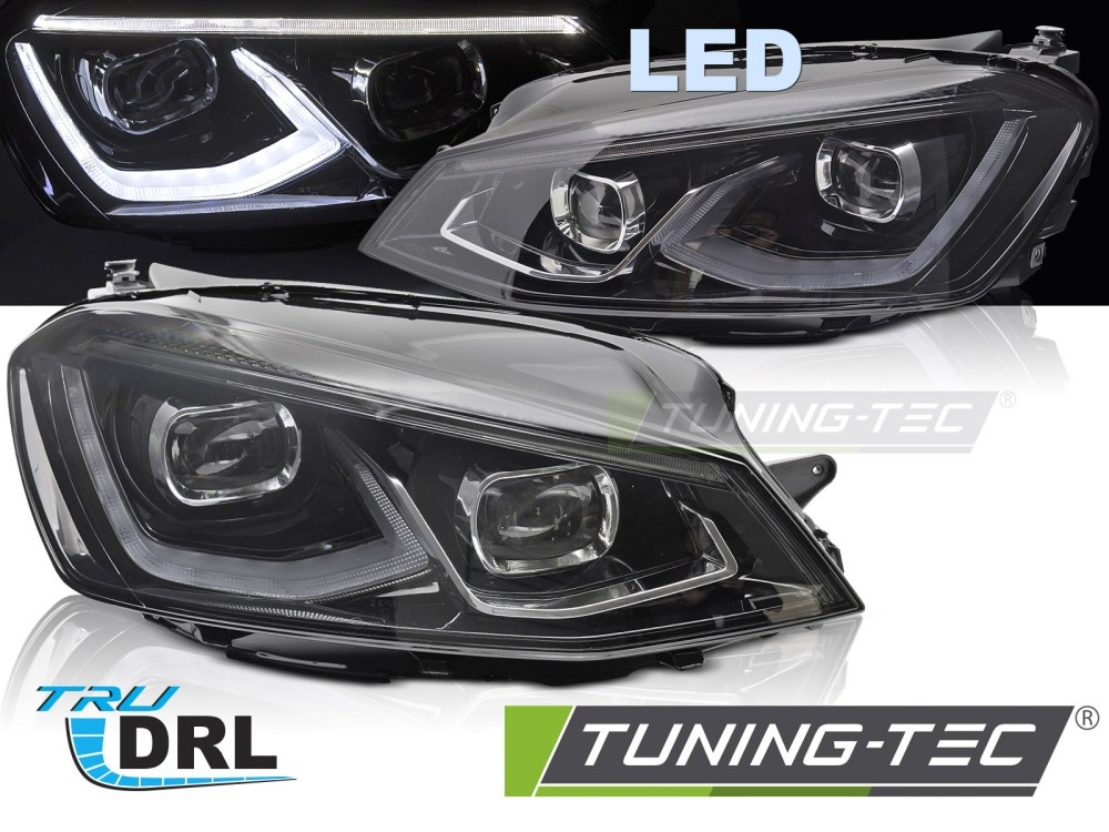 Volledig LED Koplampen set, zwart (smoke), voor VW Golf 7 (14-19)