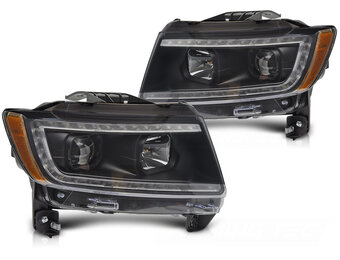 Koplampen Zwart met Tube Light voor Jeep Grand Cherokee 2011-2013