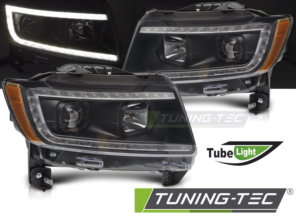 Koplampen Zwart met Tube Light voor Jeep Grand Cherokee 2011-2013