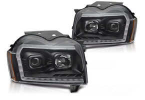 Koplampen Jeep Grand Cherokee WK (05-08) Tube Light Zwart