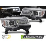 Koplampen Jeep Grand Cherokee WK2 14-21 Chroom Tube Light Sequentieel