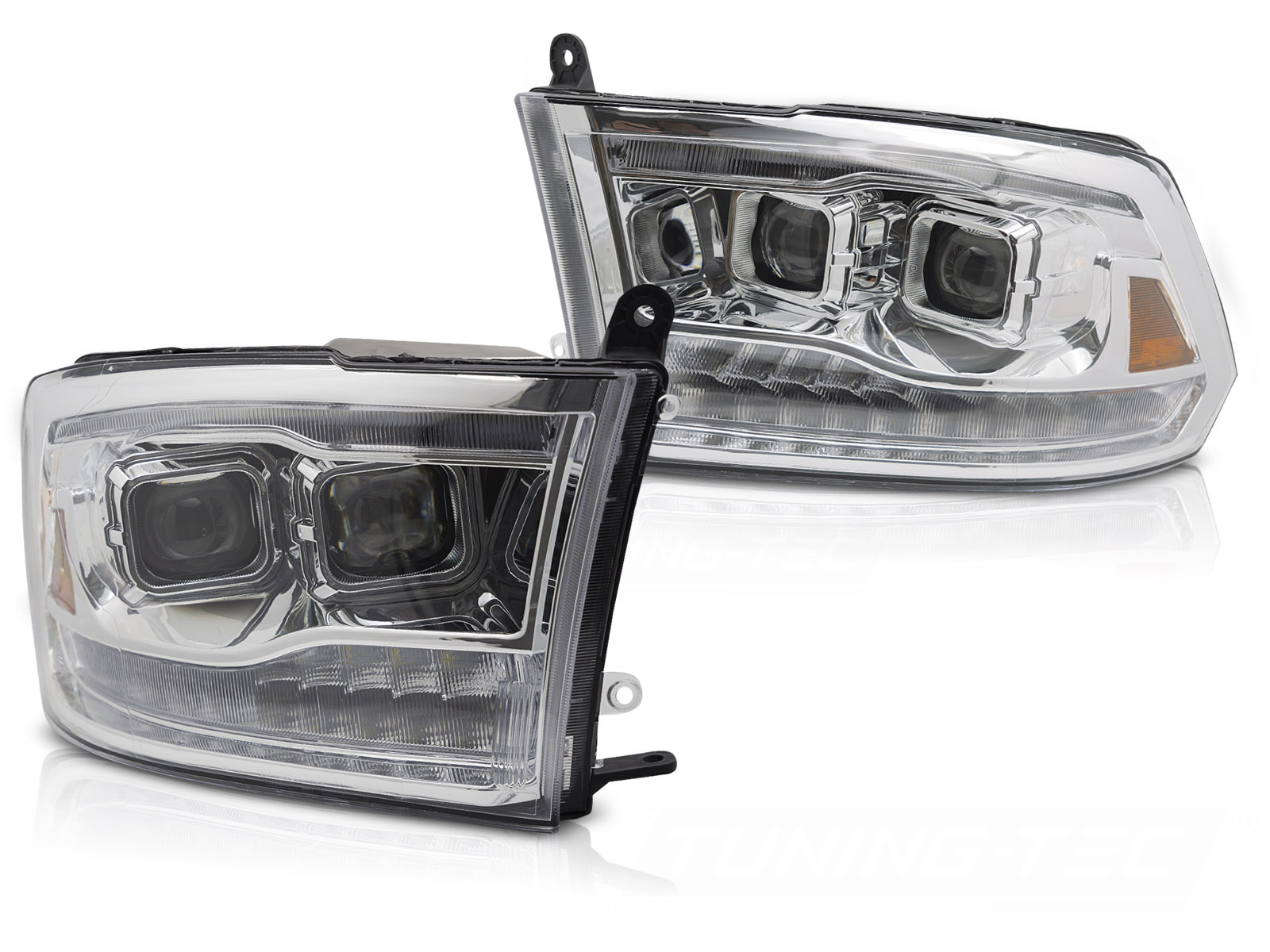 Projector Koplampen LED Dubbel Chroom voor Dodge Ram 09-18