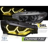 Koplampen Angel Eyes Gele LED DRL Zwart voor BMW F30/F31 11-15
