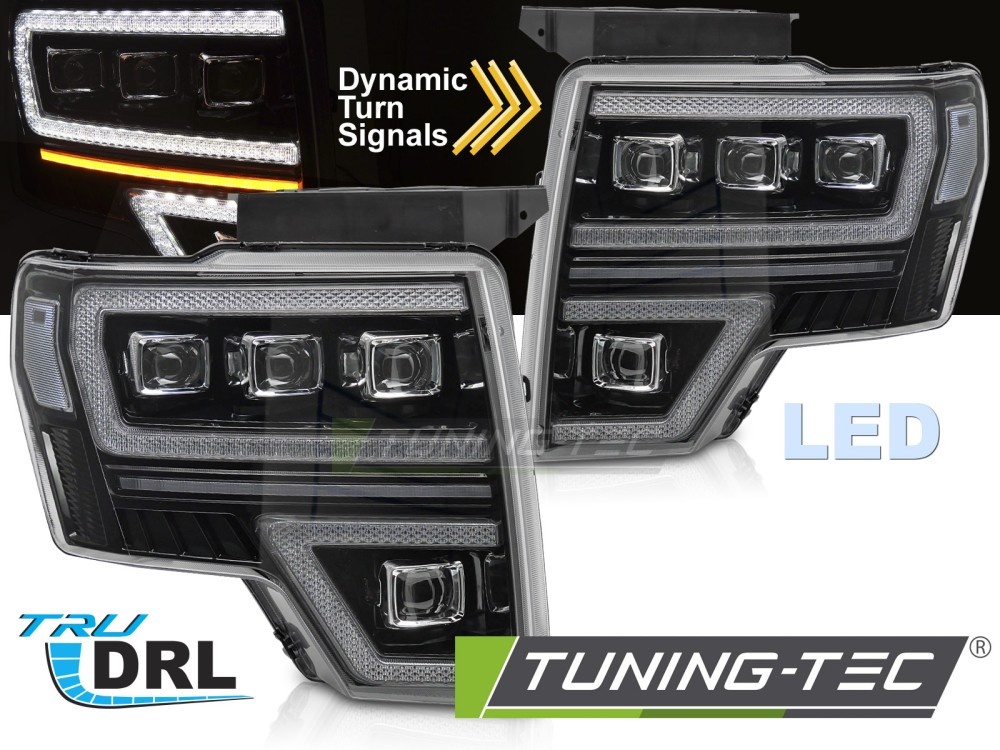 Koplampen Ford F150 MK12 08-14 Full LED Zwart DRL Sequentiële
