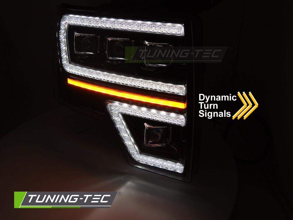 Koplampen Ford F150 MK12 08-14 Full LED Zwart DRL Sequentiële