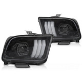 Koplampen Ford Mustang 04-09 Tube Light Zwart Set