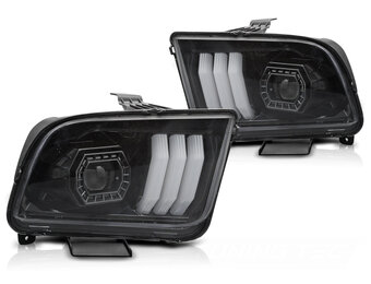 Koplampen Ford Mustang 04-09 Tube Light Zwart Set