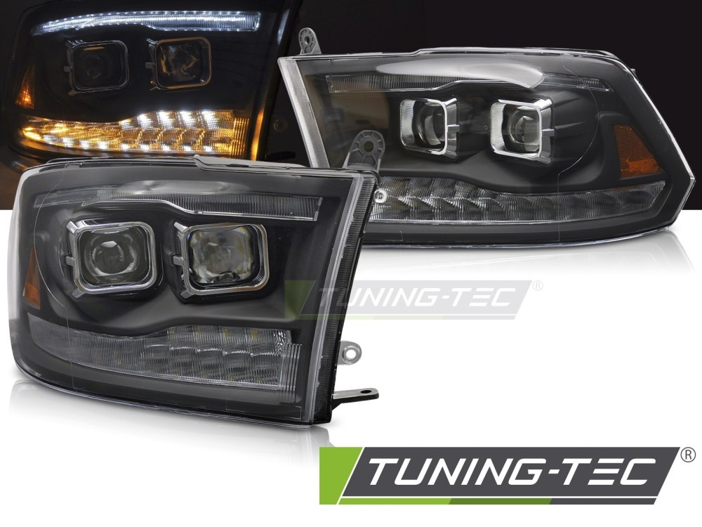 Koplampen Dodge Ram 2009-2018 Projector LED Dubbel Zwart