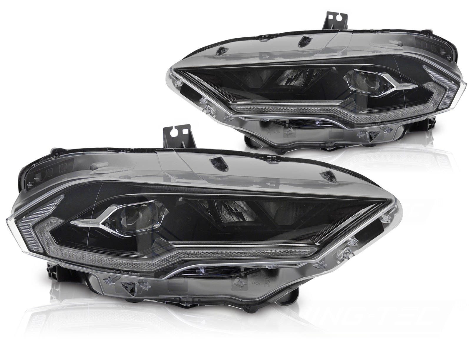 Koplampen LED Zwart Ford Mustang 18-21 met Dynamische Richtingaanwijzer