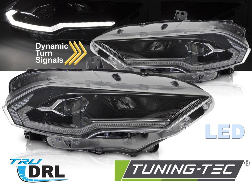 Koplampen LED Zwart Ford Mustang 18-21 met Dynamische Richtingaanwijzer