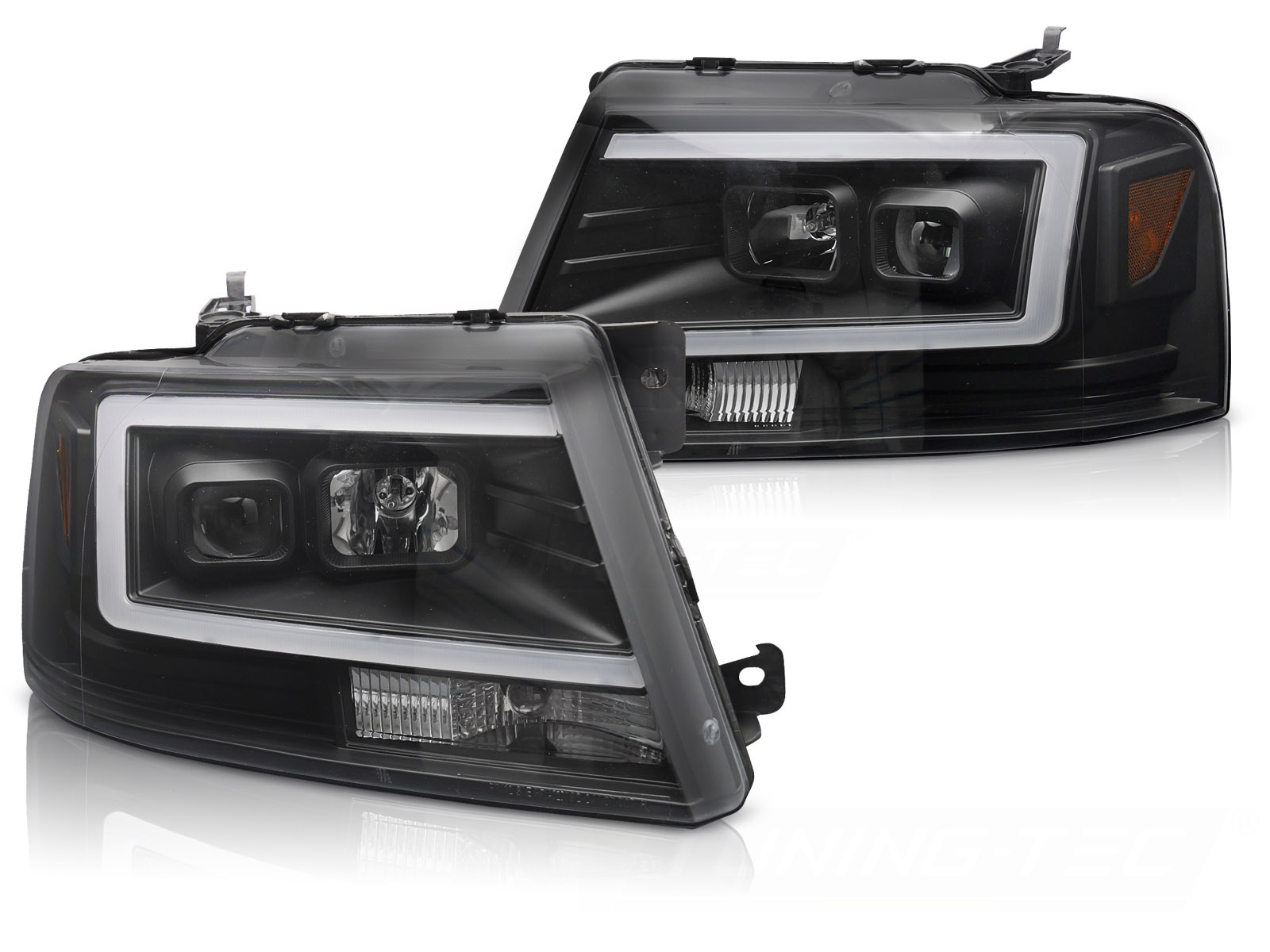 Koplampen Ford F150 MK11 04-08 Tube LED Zwart