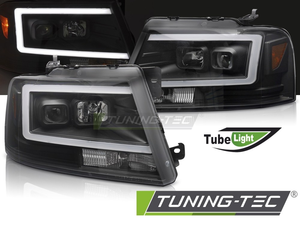 Koplampen Ford F150 MK11 04-08 Tube LED Zwart