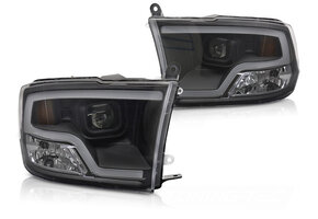 Koplampen Dodge Ram 09-18 Tube Light Projector Zwart