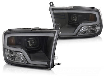 Koplampen Dodge Ram 09-18 Tube Light Projector Zwart