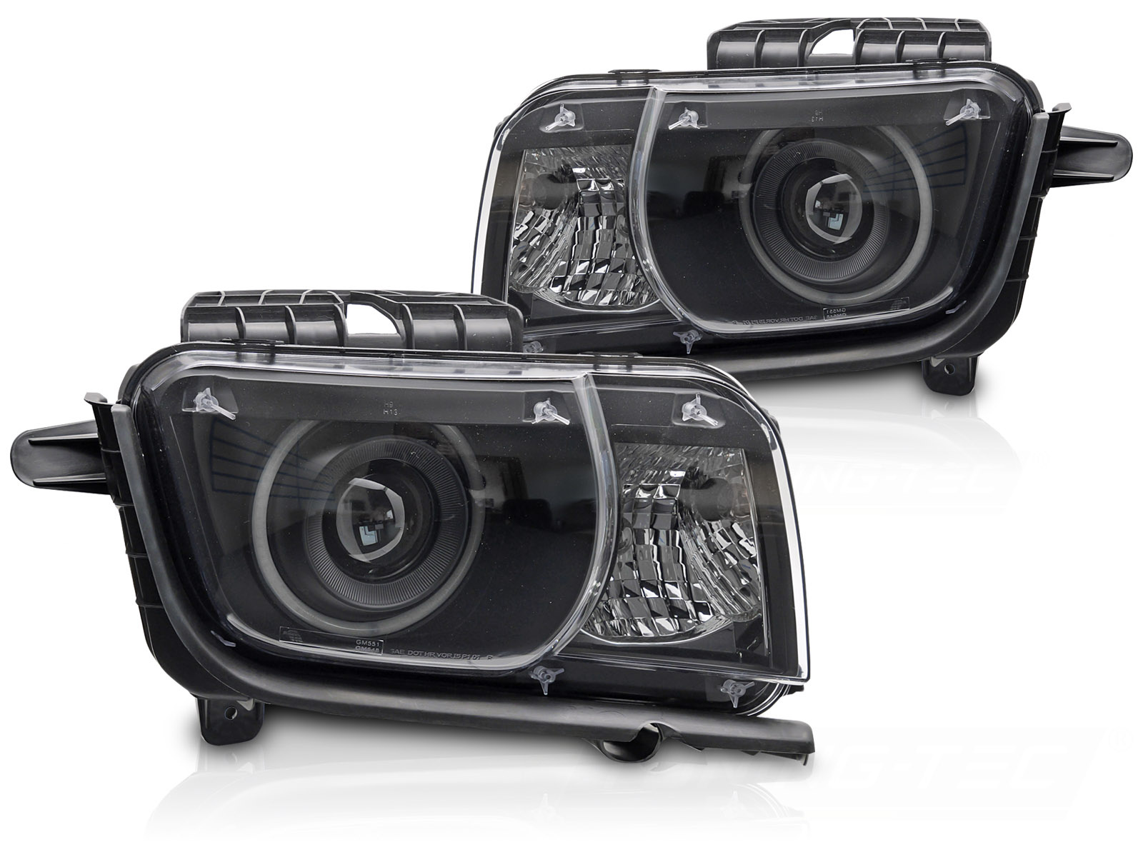 Koplampen Chevrolet Camaro 09-13 Angel Eyes Zwart