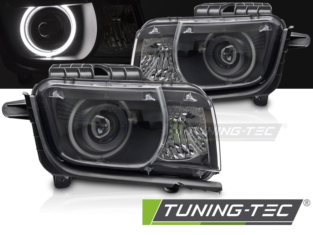 Koplampen Chevrolet Camaro 09-13 Angel Eyes Zwart