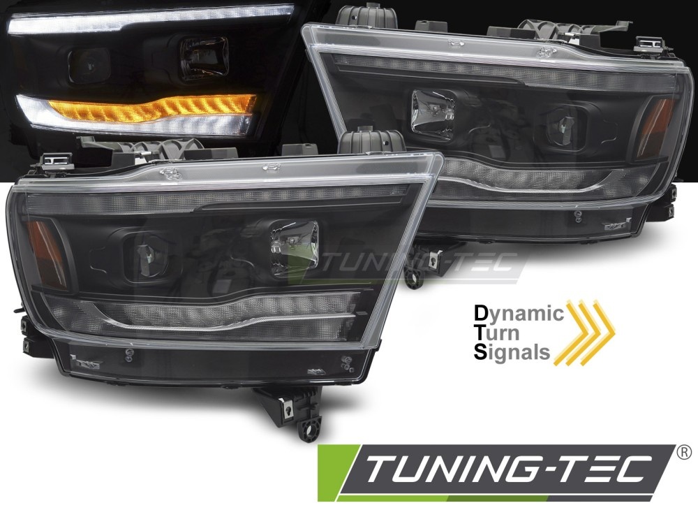 Koplampen Dodge Ram 1500 (19-22) Zwart Dynamisch LED