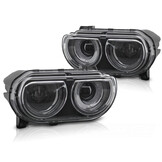 Koplampen Zwart DRL voor Dodge Challenger 2008-2014