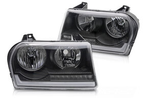 Koplampen Tube Light LED Zwart Dynamisch Knipperlicht Chrysler 300 05-08