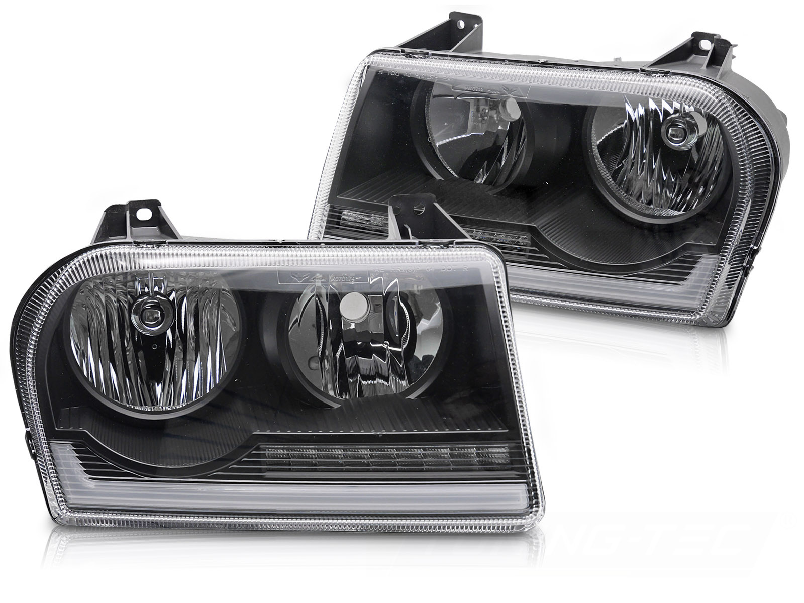 Koplampen Tube Light LED Zwart Dynamisch Knipperlicht Chrysler 300 05-08