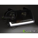 Koplampen Tube Light LED Zwart Dynamisch Knipperlicht Chrysler 300 05-08