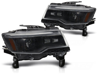 Koplampen Jeep Grand Cherokee WK2 (14-21) Zwart LED Dynamisch Knipperlicht