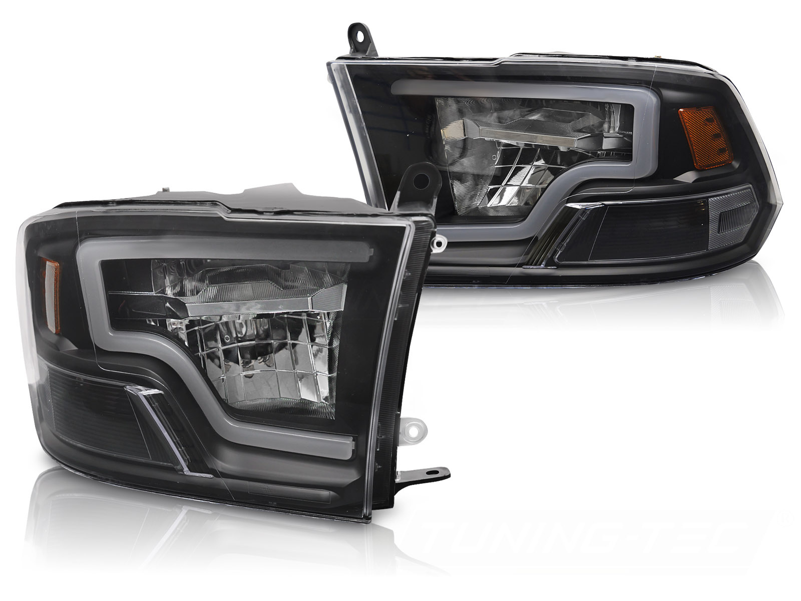 Koplampen Dodge Ram 09-18 Tube Light Zwart LED