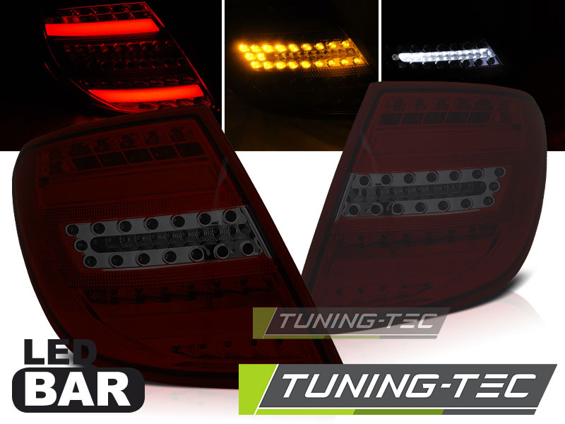 Achterlichten geschikt voor Mercedes C-Klasse W204 Combi 2007-2010 Rood Smoke LED Bar