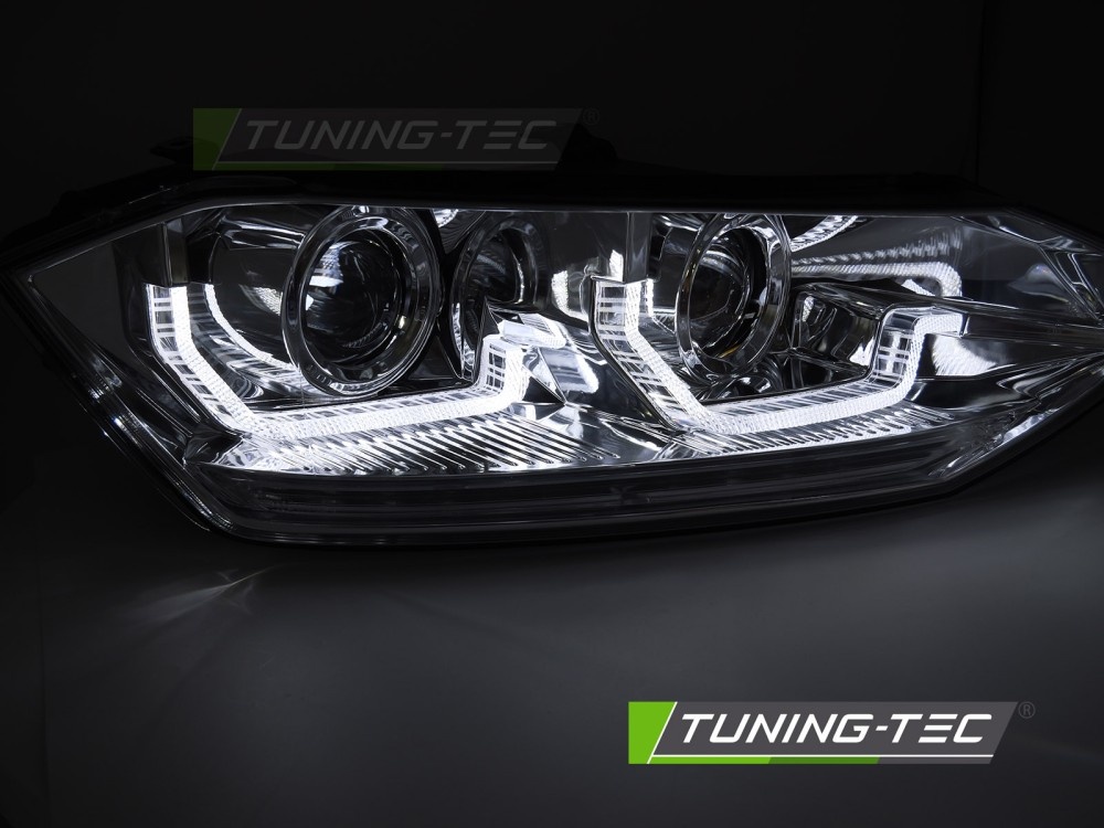 Koplampen geschikt voor VW Polo VI 2G 17-21 Sequentiële LED DRL Chroom