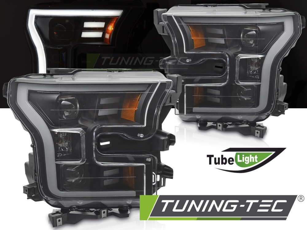 Koplampen Tube Light Zwart voor Ford F150 MK13 (2014-2017)