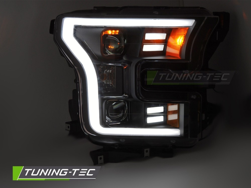 Koplampen Tube Light Zwart geschikt voor Ford F150 MK13 (2014-2017)