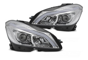 Koplampen Tube LED Chroom Sequentiële Knipperlichten DRL geschikt voor Mercedes W204 11-14