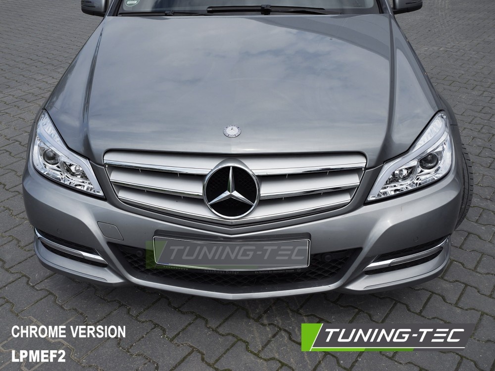 Koplampen Tube LED Chroom Sequentiële Knipperlichten DRL Mercedes W204 11-14