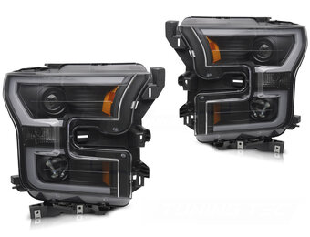 Koplampen Tube Light Dubbel Zwart voor Ford F150 MK13 2014-2017