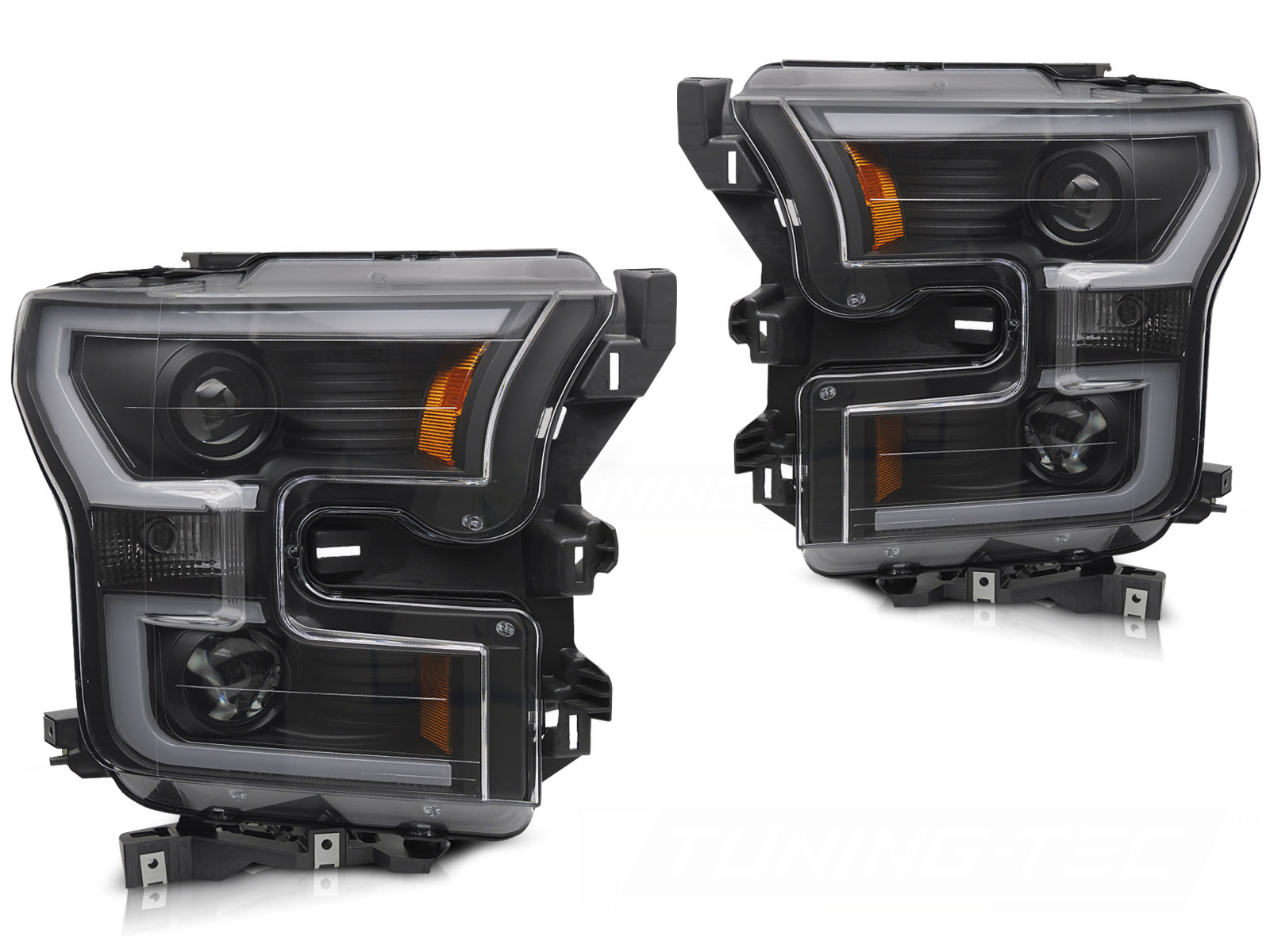 Koplampen Tube Light Dubbel Zwart voor Ford F150 MK13 2014-2017