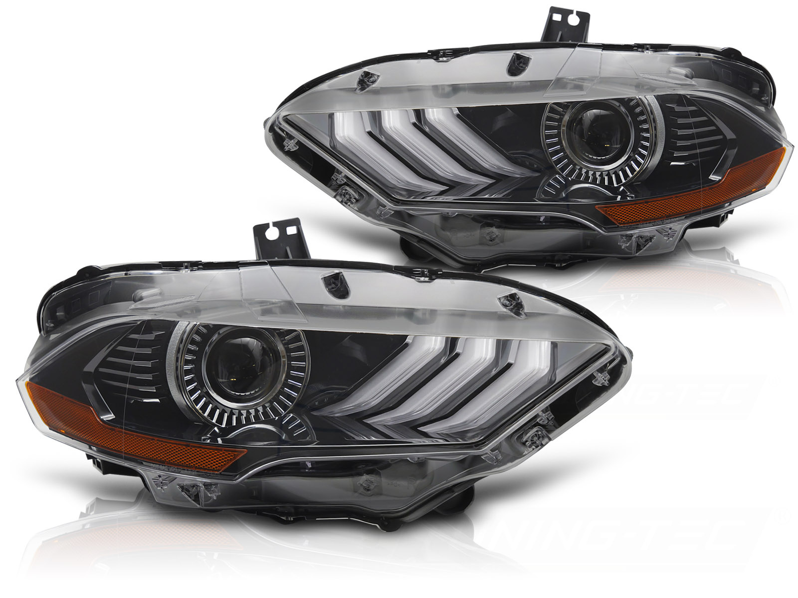 LED Koplampen RGB DRL Zwart Ford Mustang 2018-2021