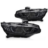 LED Koplampen Zwart DRL Dynamisch voor HONDA CIVIC X 16-21