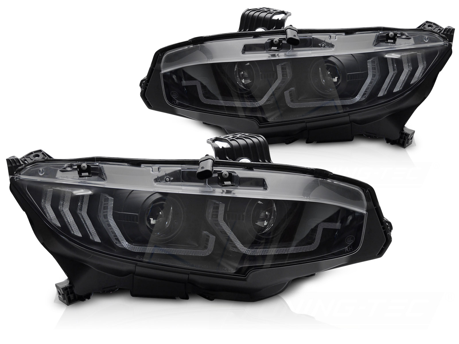 LED Koplampen Zwart DRL Dynamisch voor HONDA CIVIC X 16-21