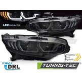 LED Koplampen Zwart DRL Dynamisch voor HONDA CIVIC X 16-21