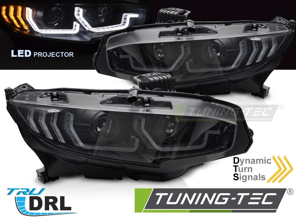 LED Koplampen Zwart DRL Dynamisch geschikt voor HONDA CIVIC X 16-21