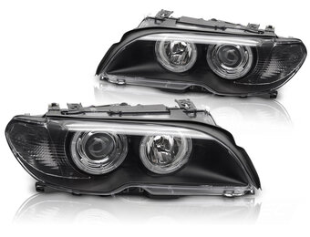 Koplampen Xenon Angel Eyes Zwart voor BMW E46 Coupé Cabrio 03-06