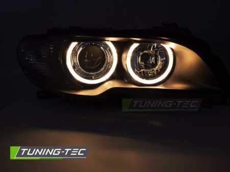 Koplampen Xenon Angel Eyes Zwart voor BMW E46 Coupé Cabrio 03-06