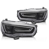 Koplampen Mitsubishi Lancer VIII 08-16 Tube Light Zwart