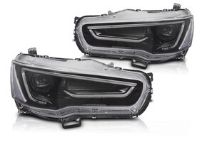 Koplampen Mitsubishi Lancer VIII 08-16 Tube Light Zwart