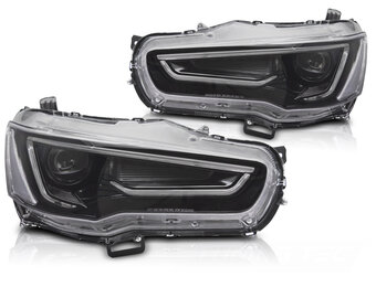 Koplampen Mitsubishi Lancer VIII 08-16 Tube Light Zwart