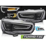 Koplampen Mitsubishi Lancer VIII 08-16 Tube Light Zwart