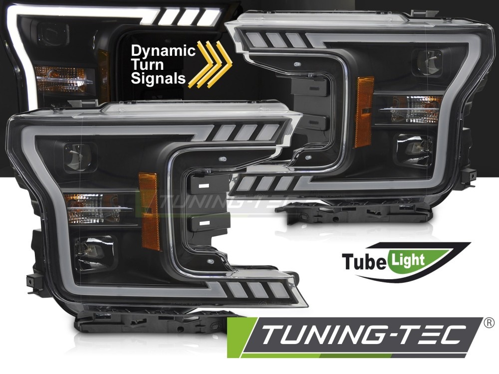 Koplampen Tube Light Zwart voor Ford F150 MK13 2017-2020