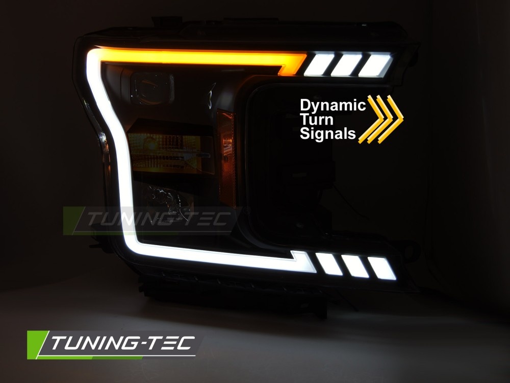 Koplampen Tube Light Zwart voor Ford F150 MK13 2017-2020